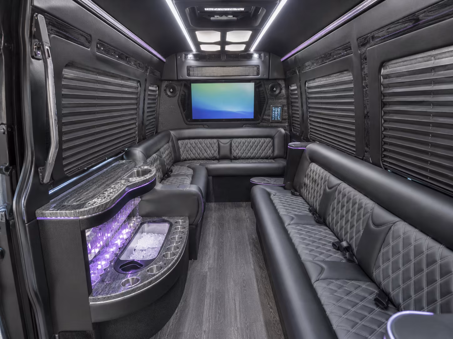 sunrise 40 passenger party bus interior