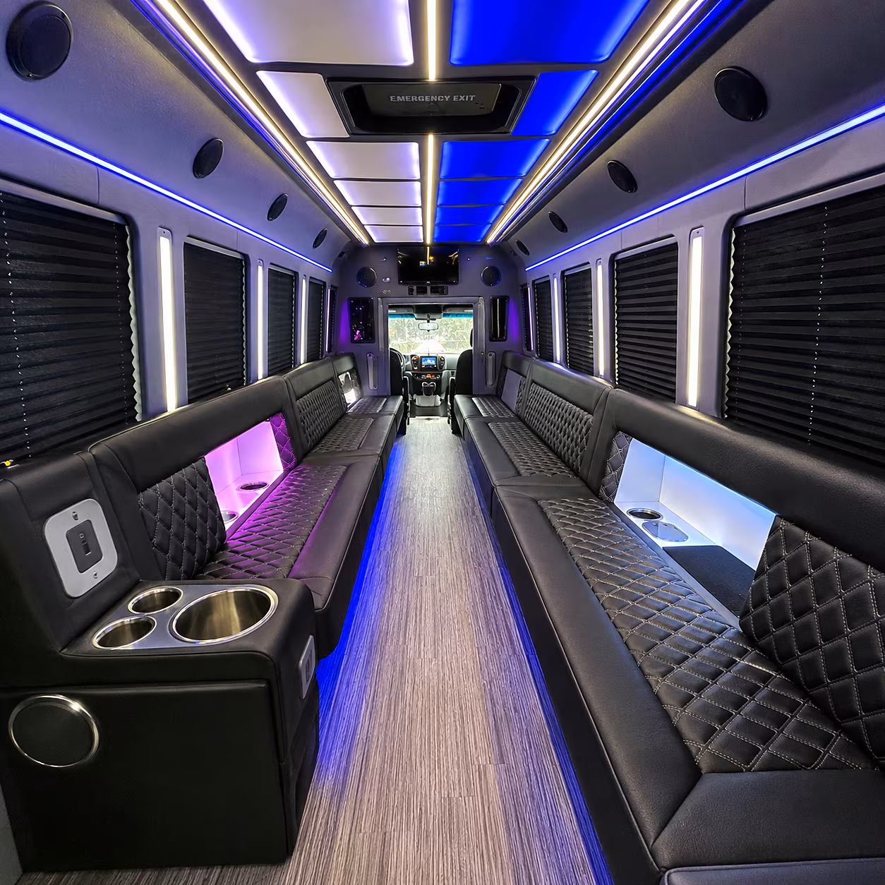 sunrise party bus rental interior